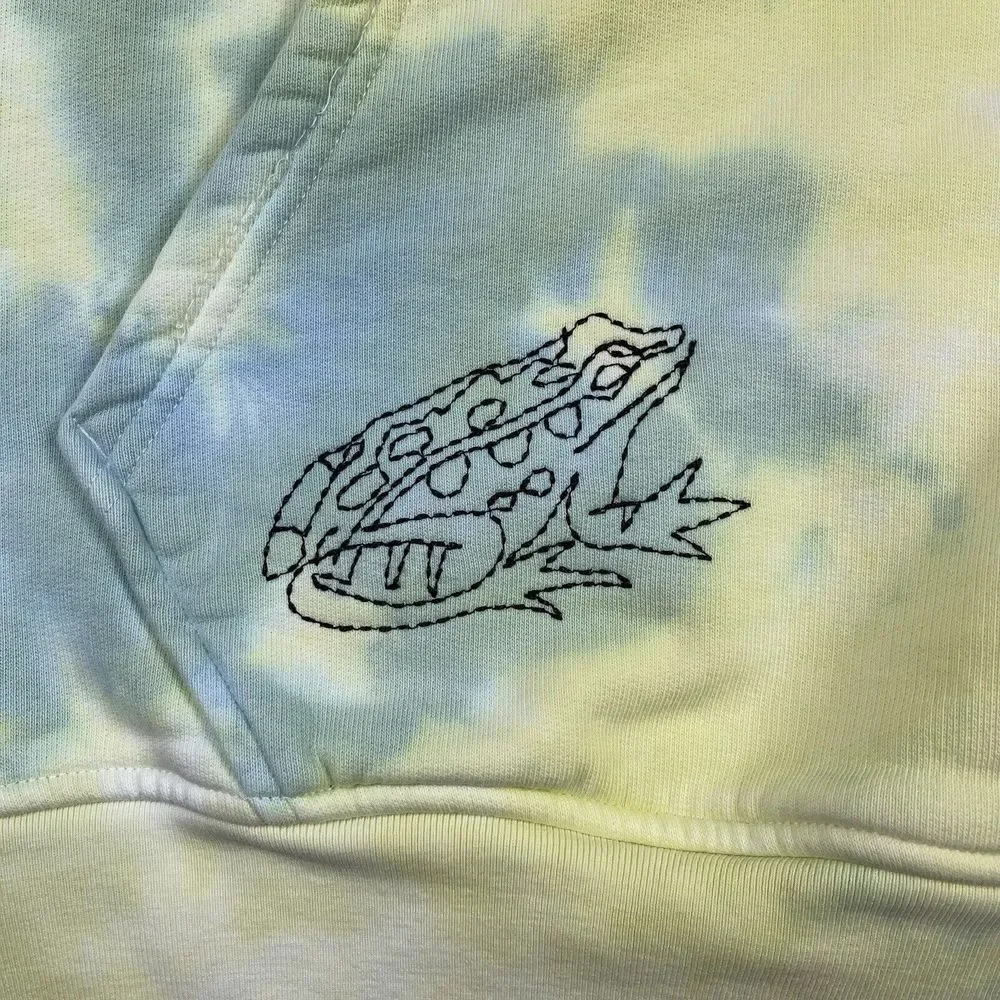 Levi's Hoodie Mens XS Yellow Blue‎ Tie Dye Frog Lizard Relaxed Pullover 38479